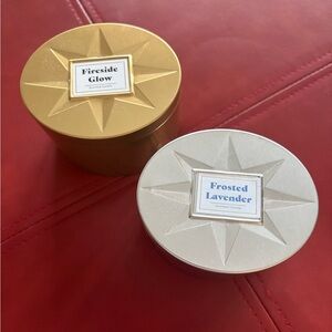 Target 2024 Fireside Glow Scent Candle Frosted Lavender Gold Silver Tin 6oz 2pk